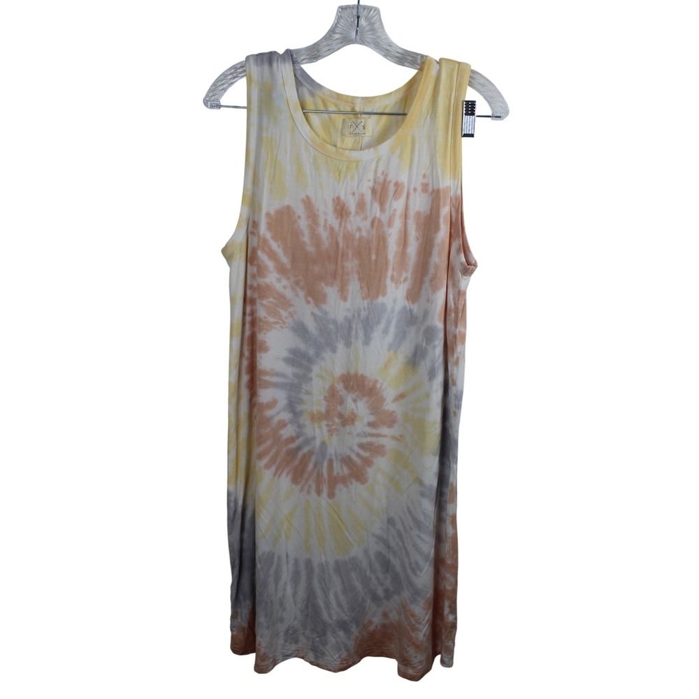 Thread & Supply Tie Dye Tank Dress‎ Yellow Peach Gray XL
